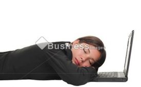 Tired-Overworked-Business-Woman-Sleeping-On-Her-Laptop-Being-Exhausted-From-Work-Beautiful-Mixed-Race-Chinese-AsianCaucasian-Young-Businesswoman-Isolated-On-White-And-Lying-Down-On-The-Floor-2cc5ec
